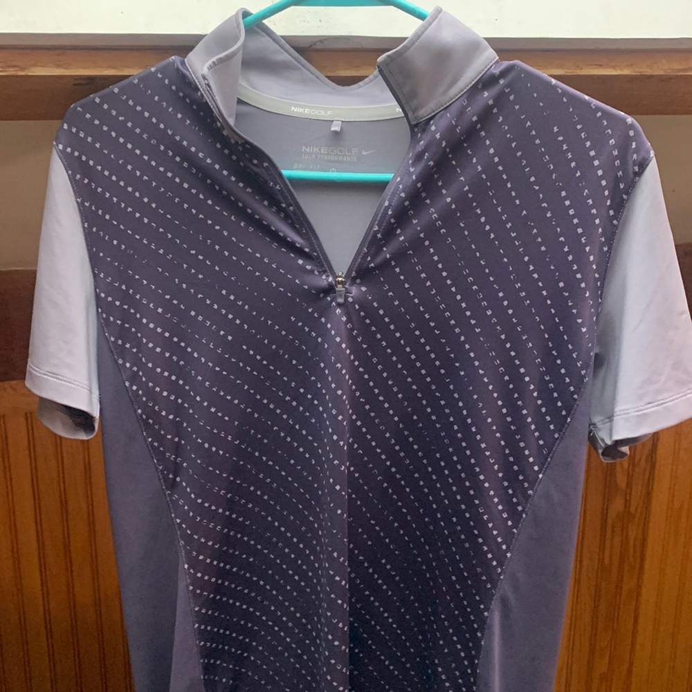 Golf shirt. Dk grey with light grey collar and sleeves. Mint